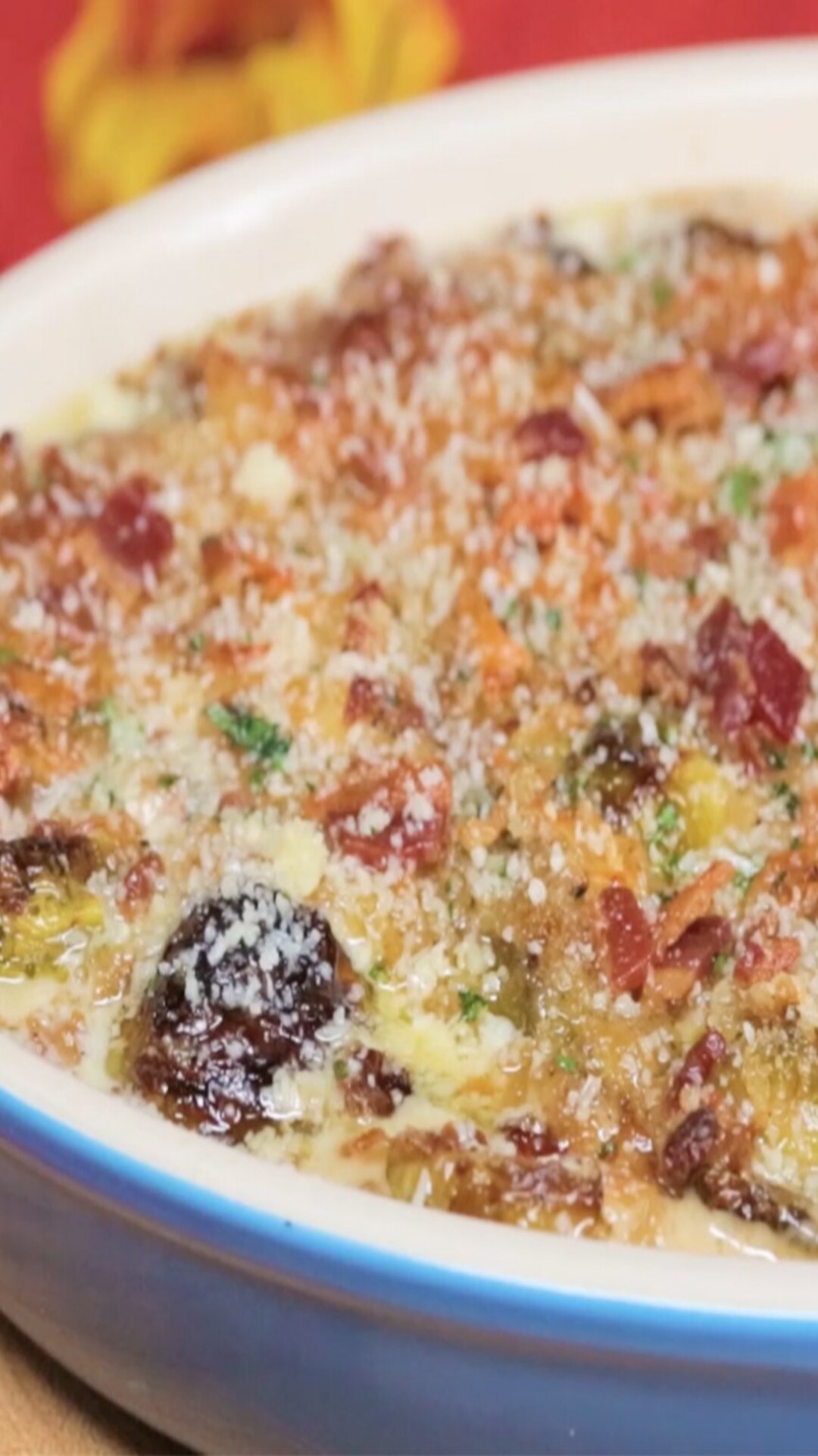 Bacon, Queijo e Couve de Bruxelas no Forno