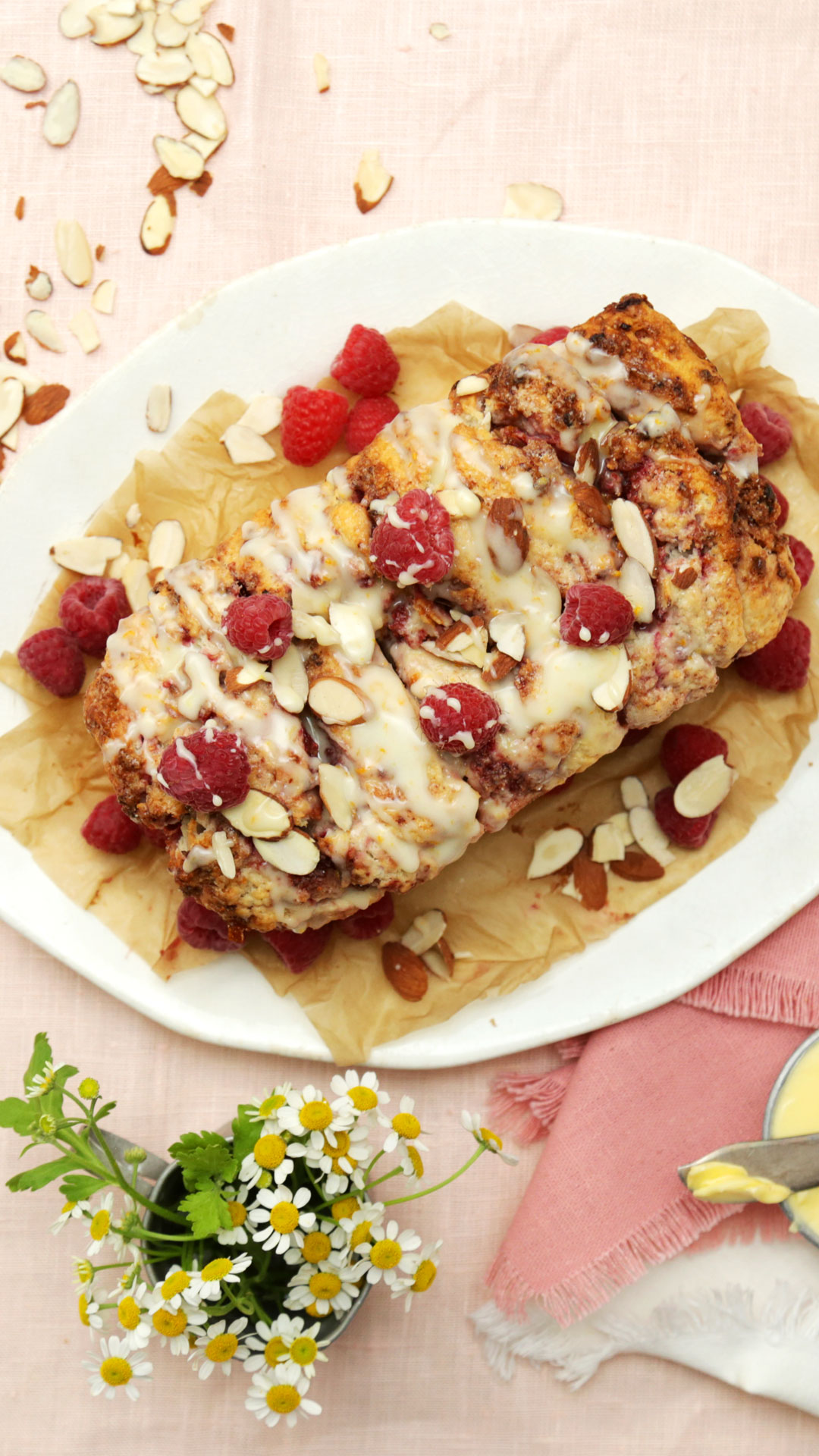 Bolo de framboesa e amêndoas