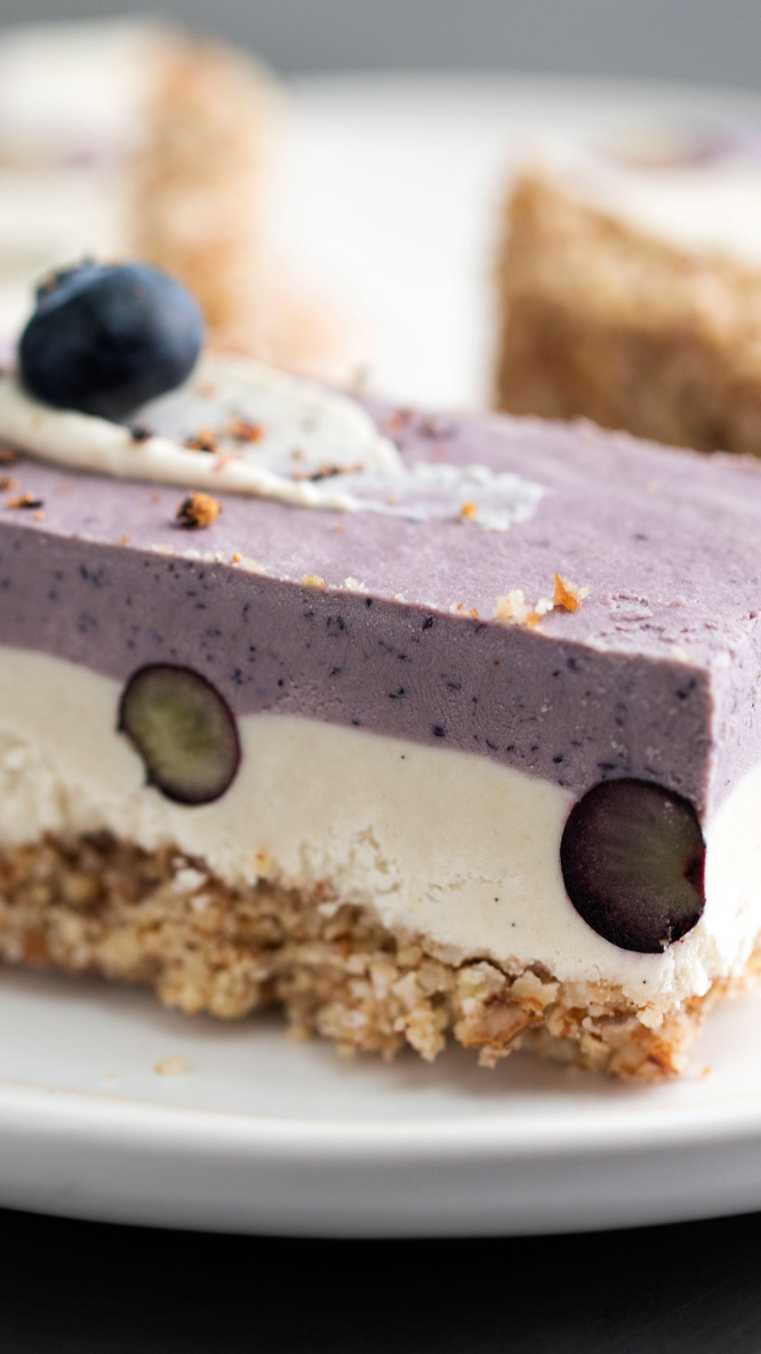 Bolo Cremoso de Mirtilo e Baunilha Vegano