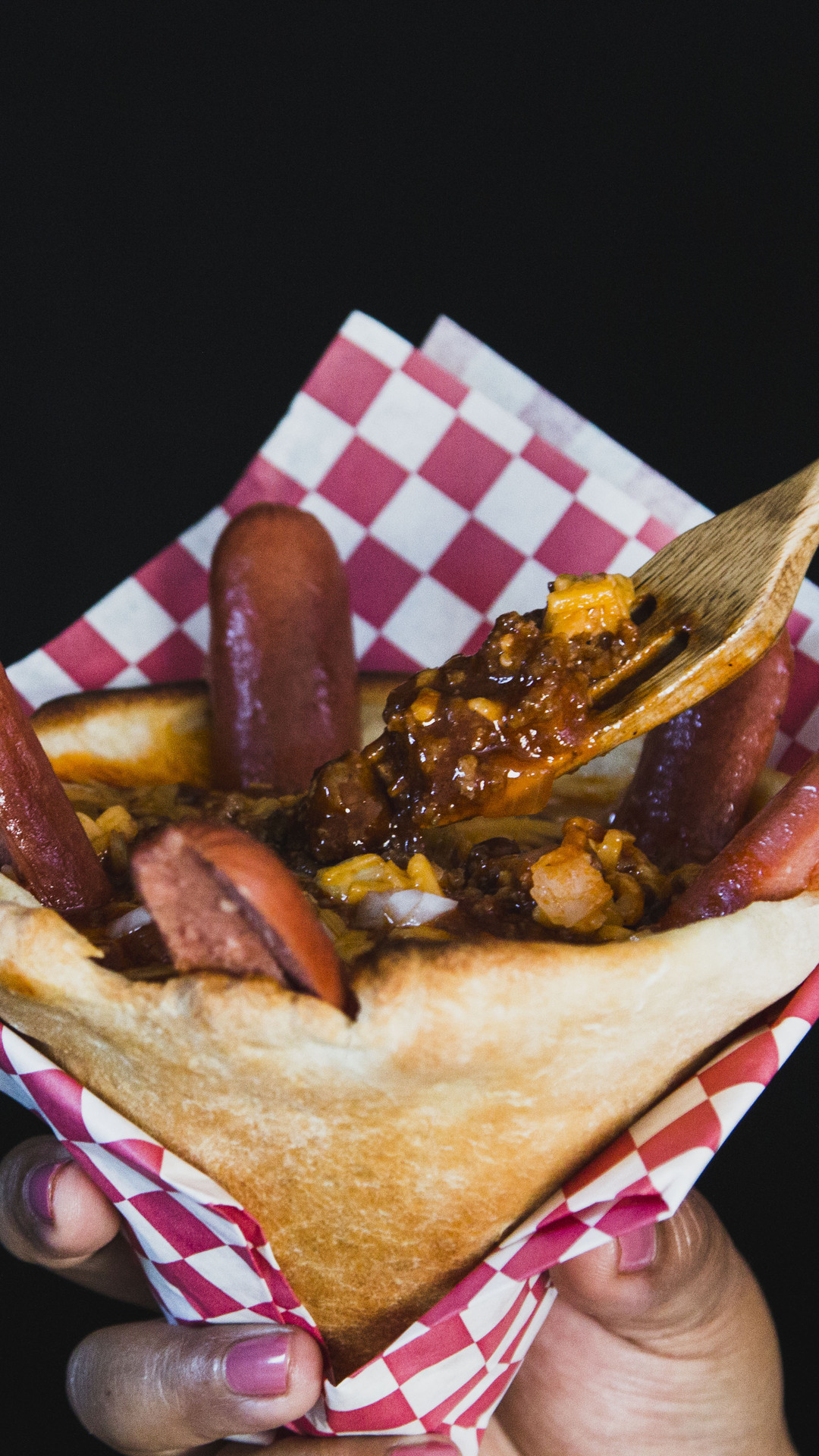 Cone de Hot Dog com Chili