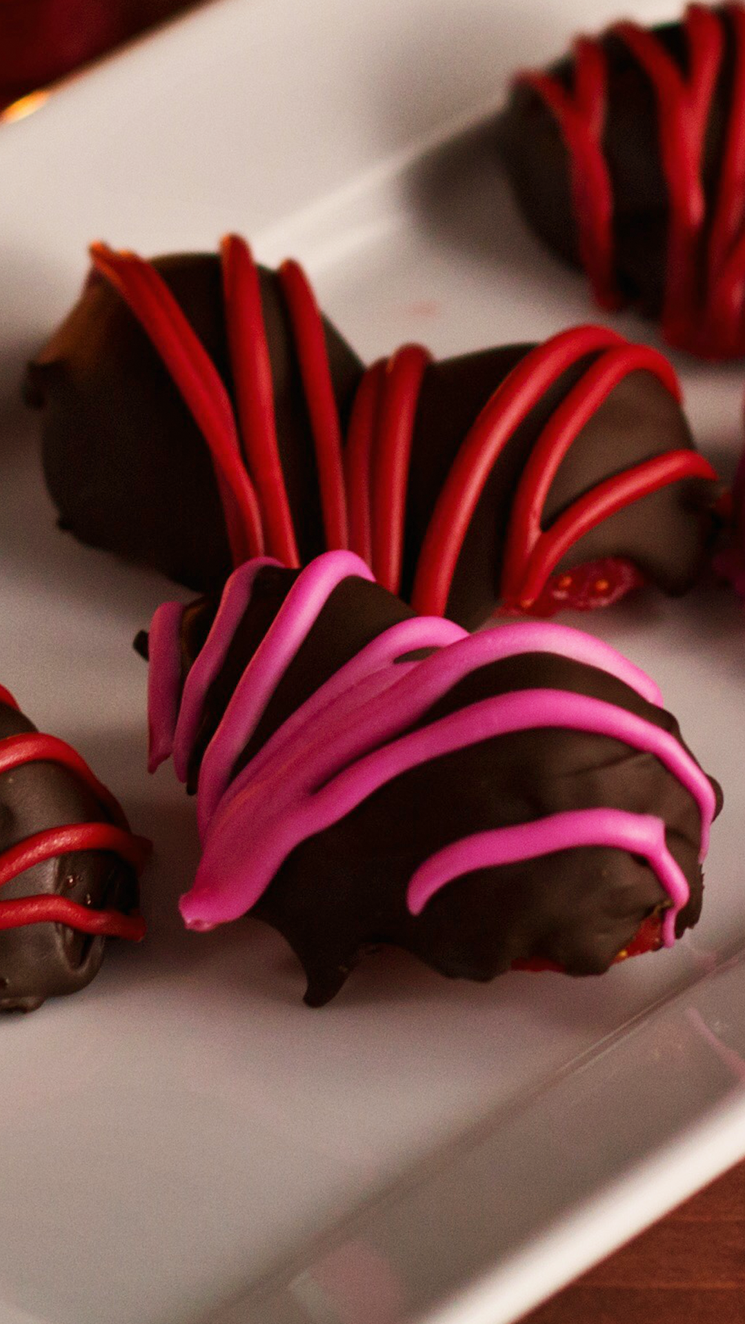 Corações de morango com chocolate