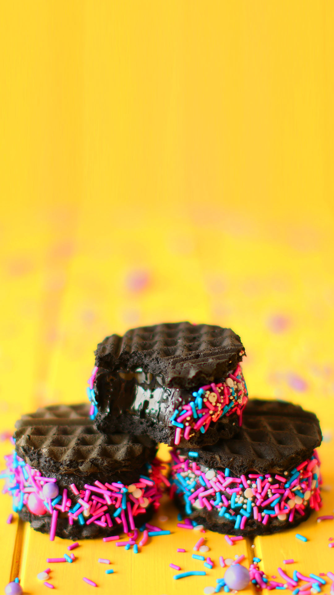 Sanduíche de Waffles e Sorvete de Carvão