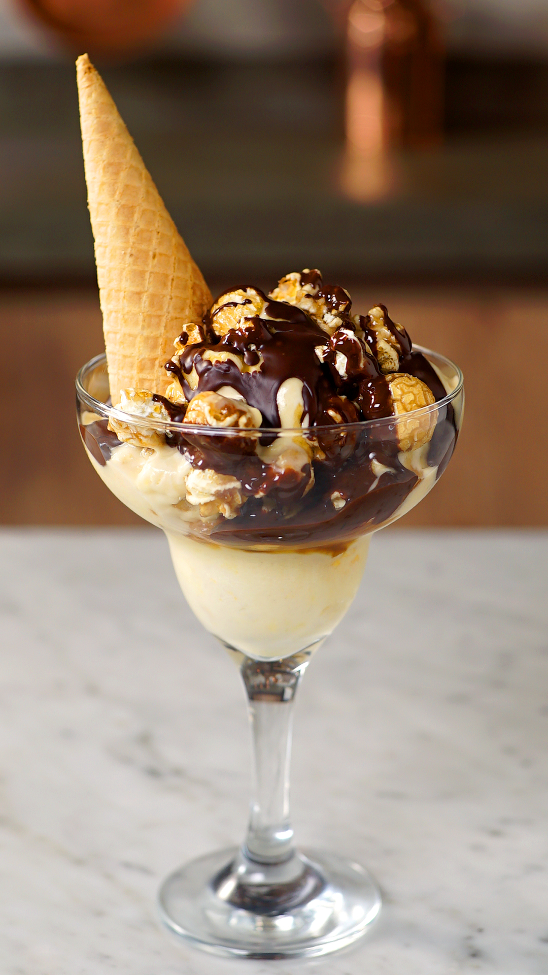Sundae de Pipoca e Caramelo