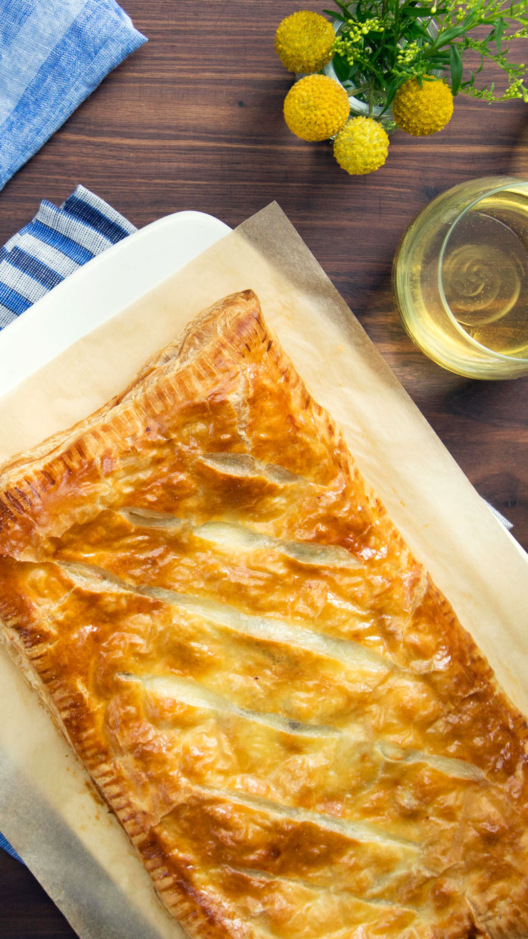Torta Folhada de Brie e Cogumelos